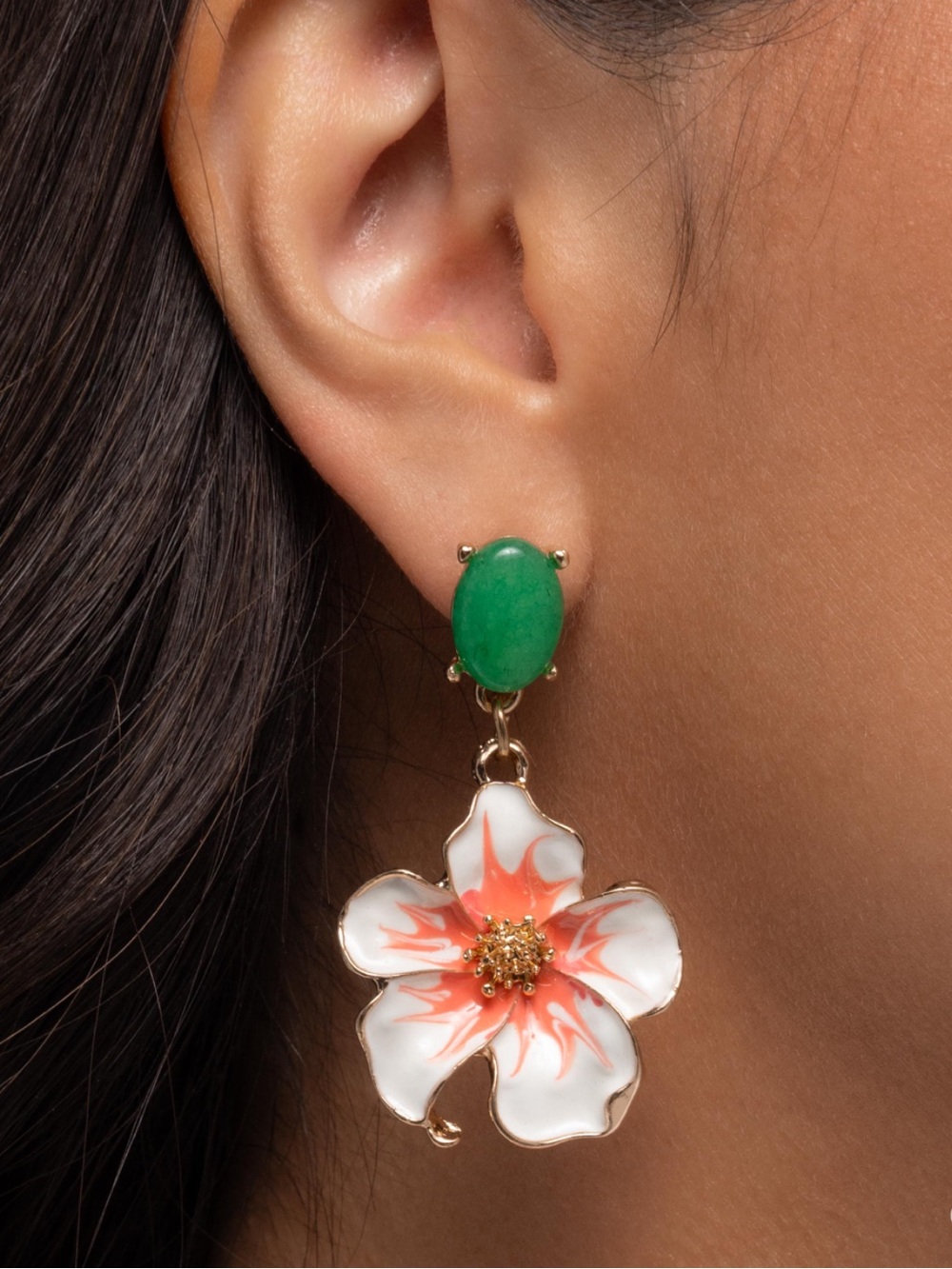 NWT Green/Coral Blooming Earrings(Last One)